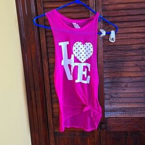 Pink gym top, open sides